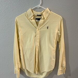 Ralph Lauren Women Classic Fit Oxford Button Down Shirt (yellow stripes)